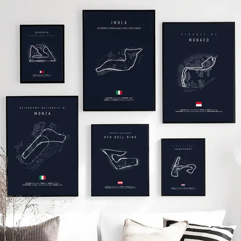 Circuit Map Canvas Print | Minimalist Race Track Wall Art