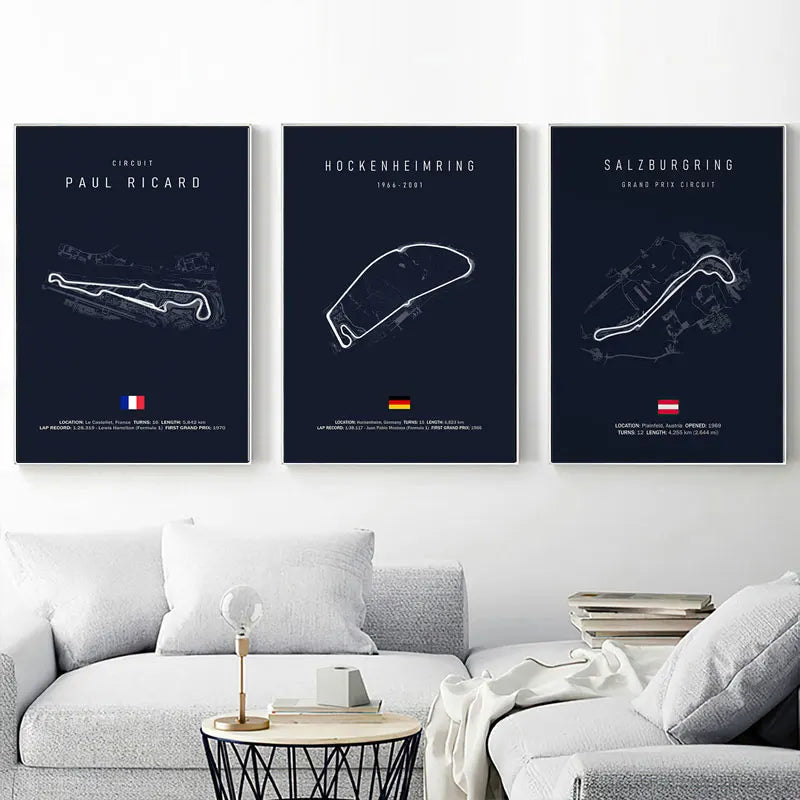 Circuit Map Canvas Print | Minimalist Race Track Wall Art