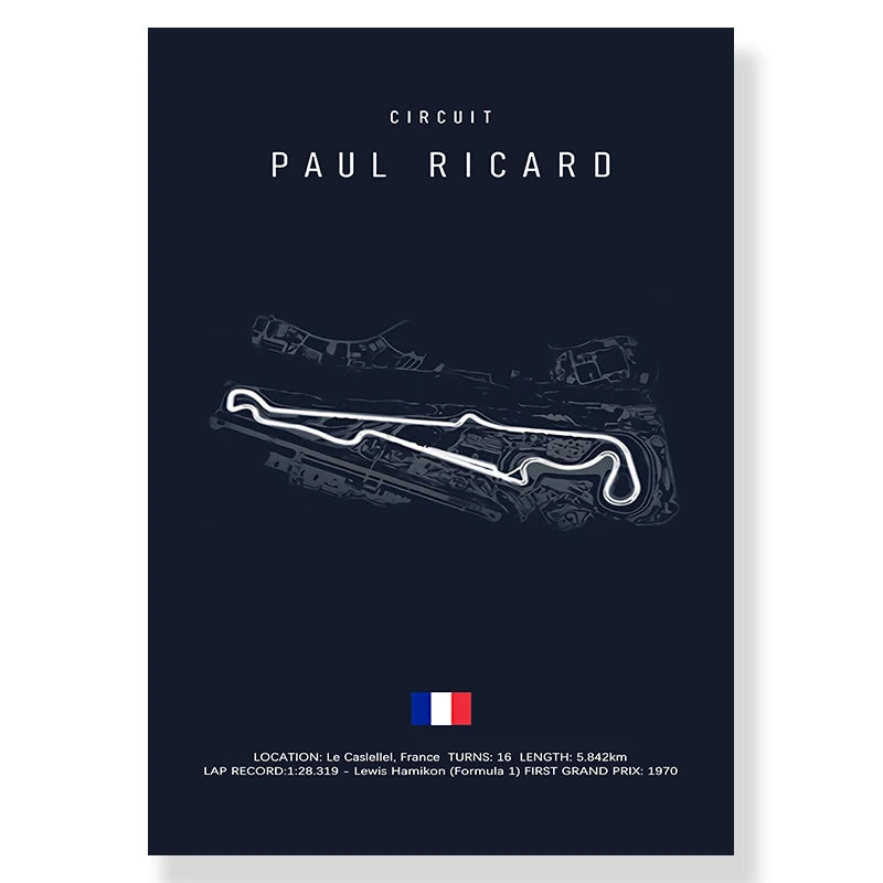 Circuit Map Canvas Print | Minimalist Race Track Wall Art