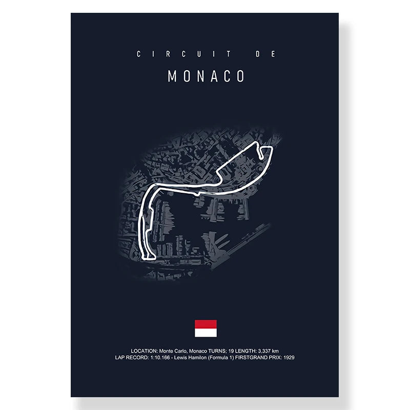 Circuit Map Canvas Print | Minimalist Race Track Wall Art