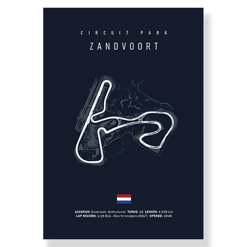 Circuit Map Canvas Print | Minimalist Race Track Wall Art