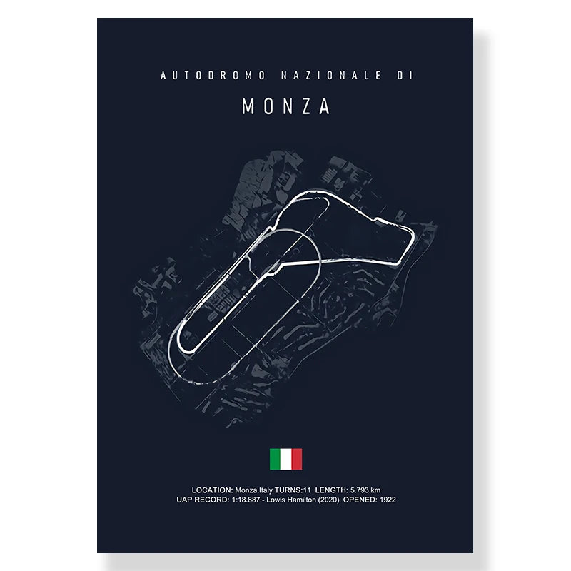 Circuit Map Canvas Print | Minimalist Race Track Wall Art
