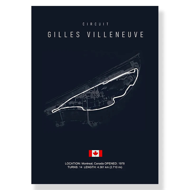 Circuit Map Canvas Print | Minimalist Race Track Wall Art