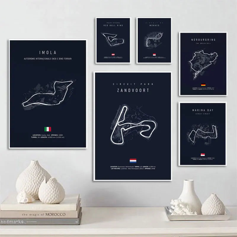 Circuit Map Canvas Print | Minimalist Race Track Wall Art
