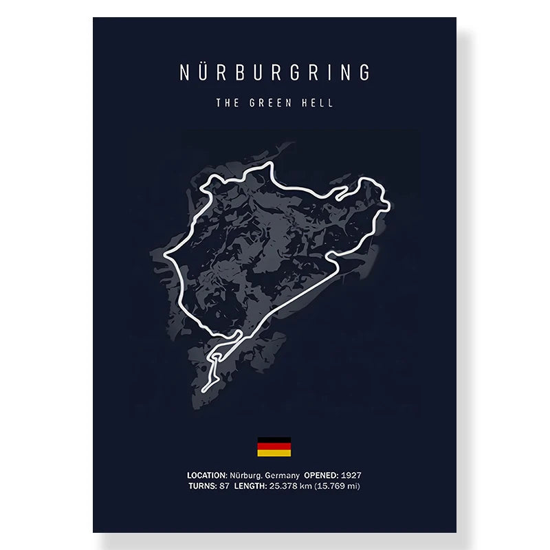 Circuit Map Canvas Print | Minimalist Race Track Wall Art