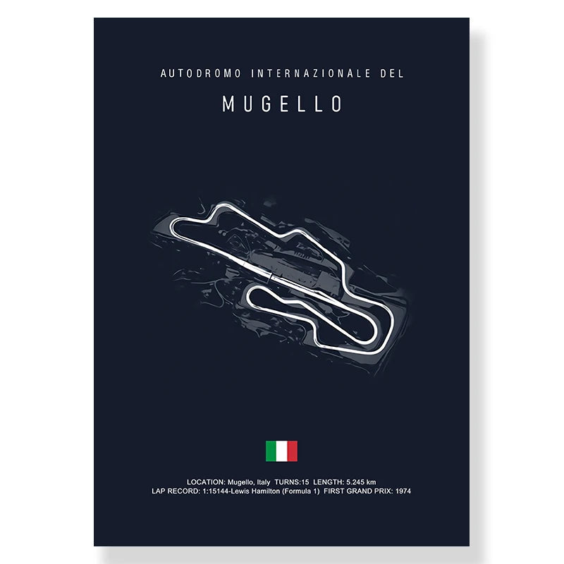 Circuit Map Canvas Print | Minimalist Race Track Wall Art