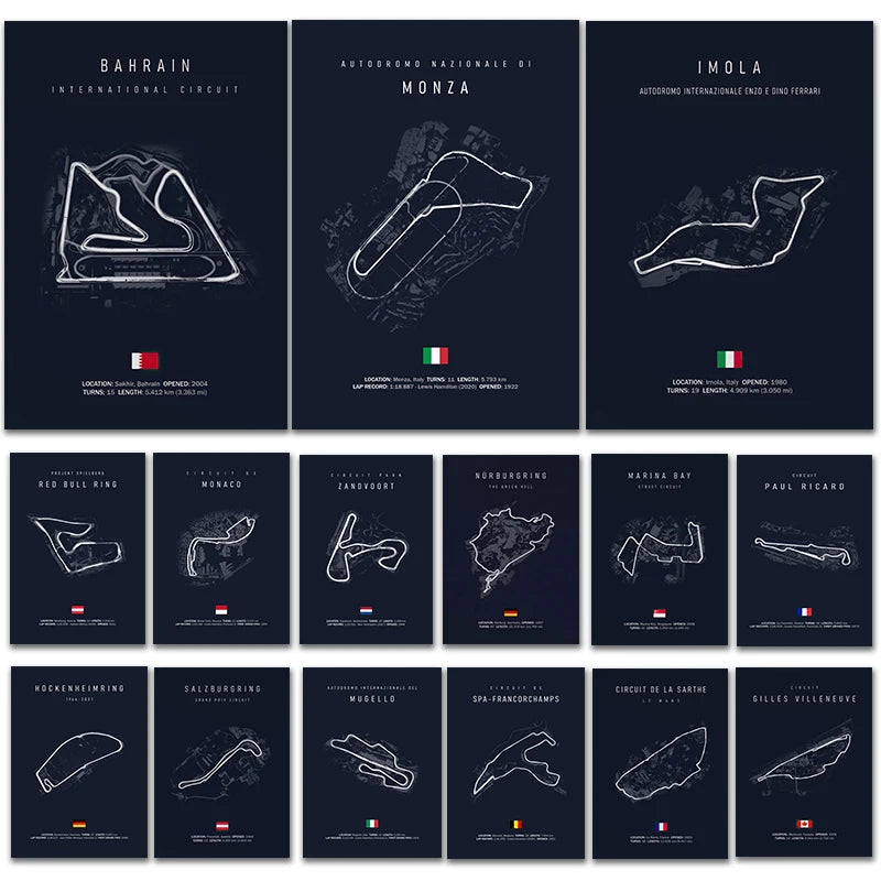 Circuit Map Canvas Print | Minimalist Race Track Wall Art