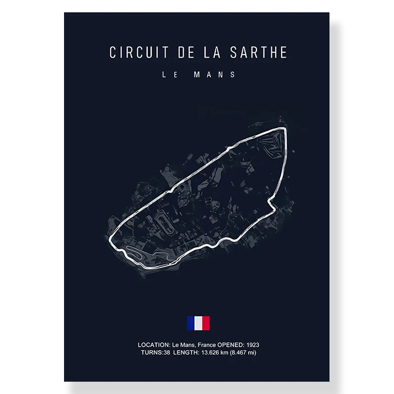 Circuit Map Canvas Print | Minimalist Race Track Wall Art