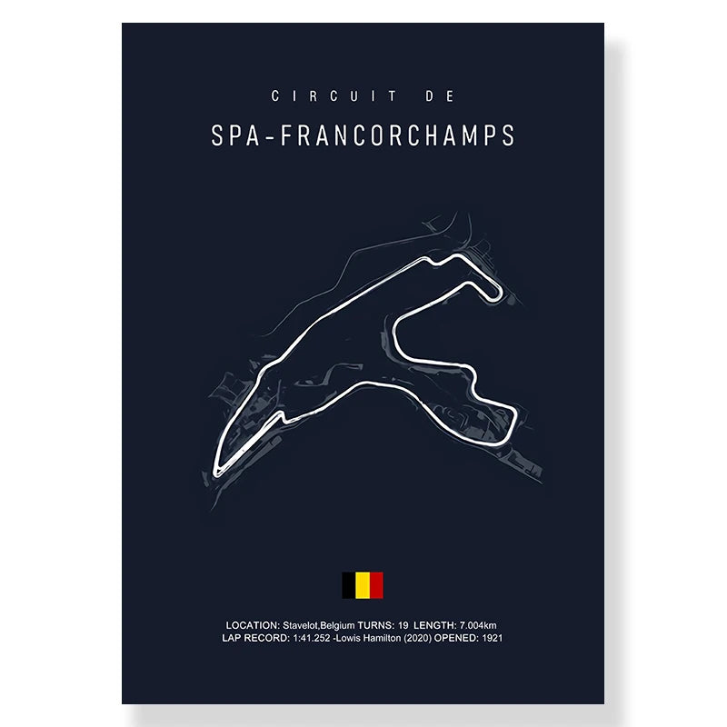 Circuit Map Canvas Print | Minimalist Race Track Wall Art