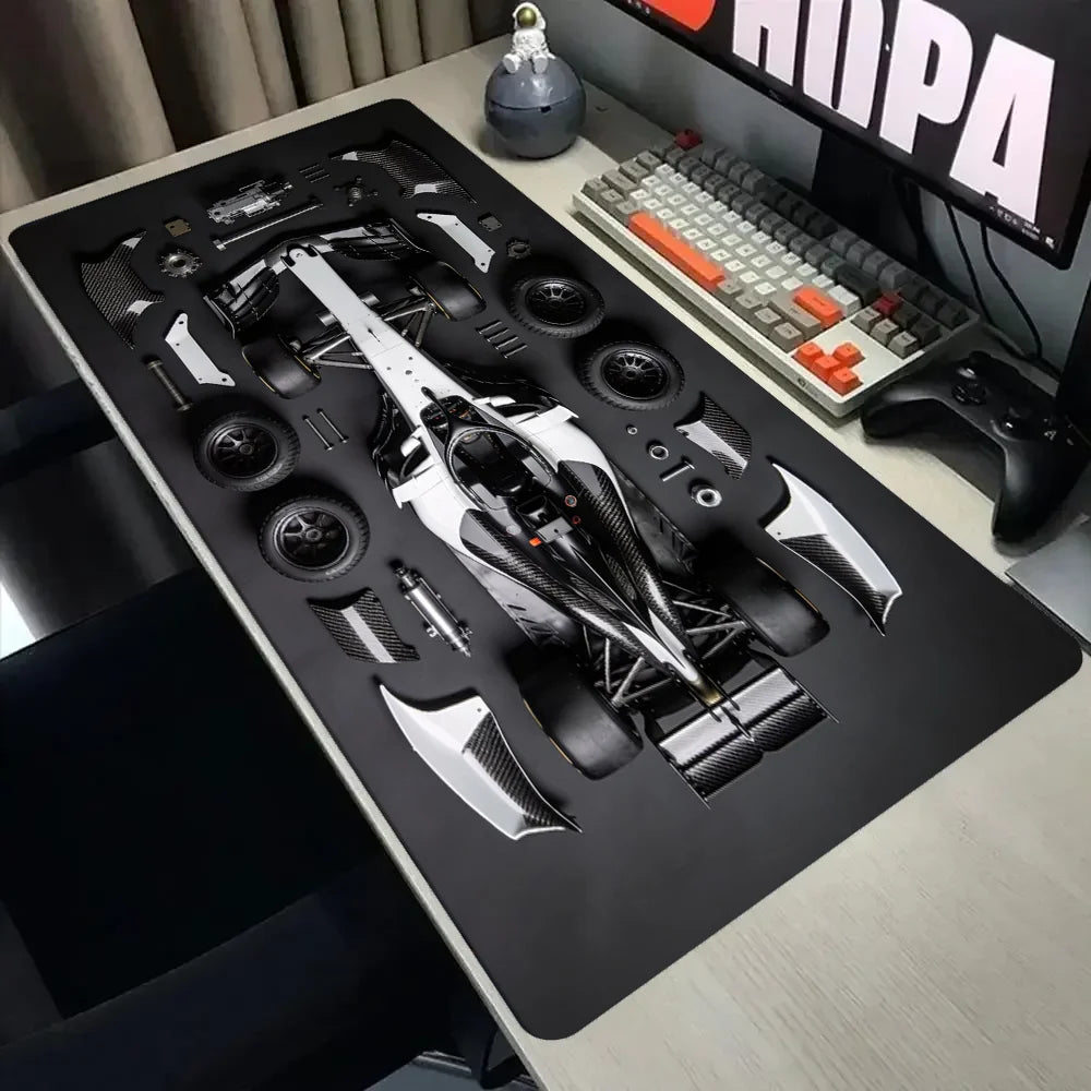 Race Car Blueprint Desk Mat | Technical Drawing XL Mouse Pad